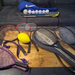 Lot of tennis and baseball stuff