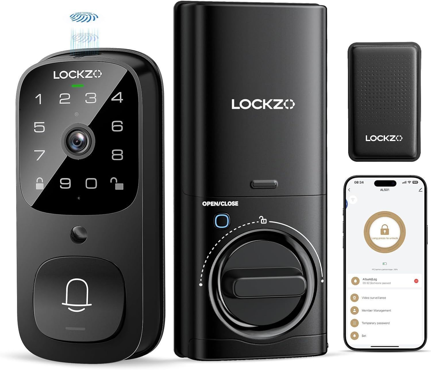 Smart Lock with Camera – 3-in-1 WiFi Doorbell, Fingerprint & Keypad, App Control