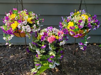 (New!) 3-Piece Artificial Flower Display Set - Indoor/Outdoor |