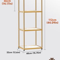 MANBUR Display Shelf with Dimmable LED Floor Lamp, Display Cabinet with Glass Bookcase, Home Decor, Bedroom Decor, Bookshelf with Light, Open Book She