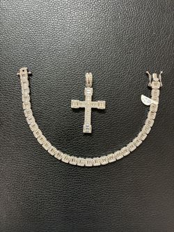 925 sterling silver men’s bracelet($100 Each )with cross pendant.($40 Each)