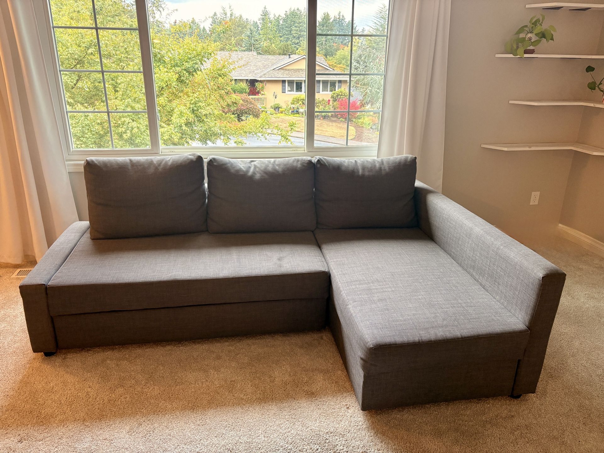 Sleeper sectional, 3 seat w/storage, dark gray