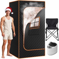 Sauna Box, 1 Person Large Portable Sauna for Home with 3L/1200W Steamer and Folding Chair, 71" H X 35.5" L Heated Steam Saunas Tent for Relaxation (Bl