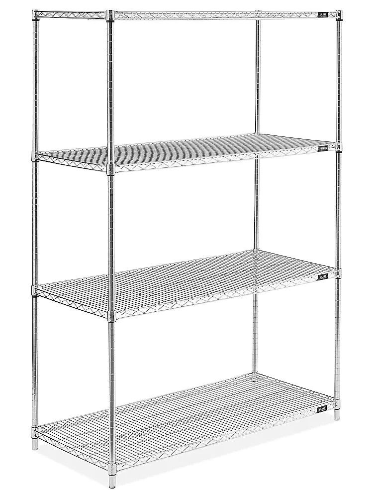 ULine Chrome Wire Shelving Unit - 48 x 24 x 72"