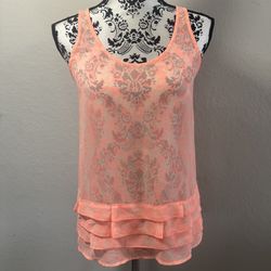 Old Navy Women’s Sheer Tank Top Cami Sleeveless Size XS Neon Orange
