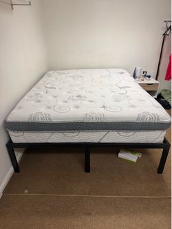 Queen Size Mattress, Bed Frame, Foam Topper