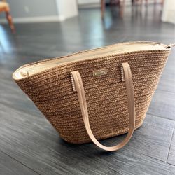 NEW Sun N Sand Woven Tote Bag Zipper Top