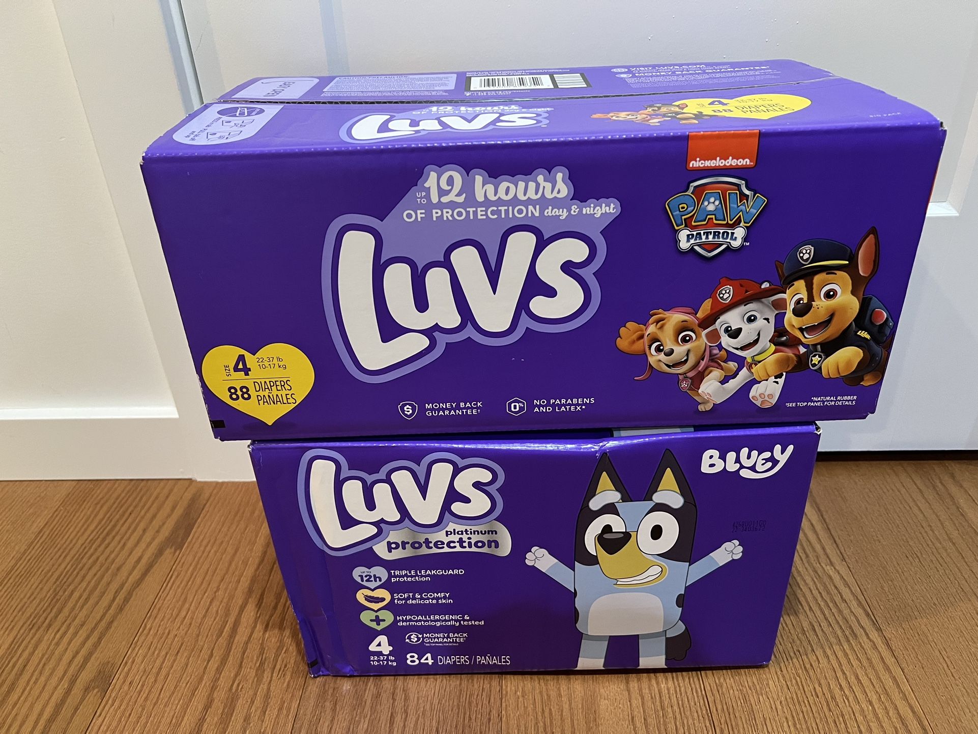 Luvs Size 4 Diapers Paw Patrol Bluey 2 Boxes