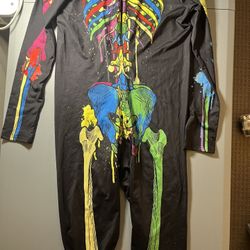 Skeleton Bodysuit Costume Black Multicolor Women’s Size L 