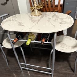Brand New Marble-Look Bistro Set w/ Wine Rack 🍷