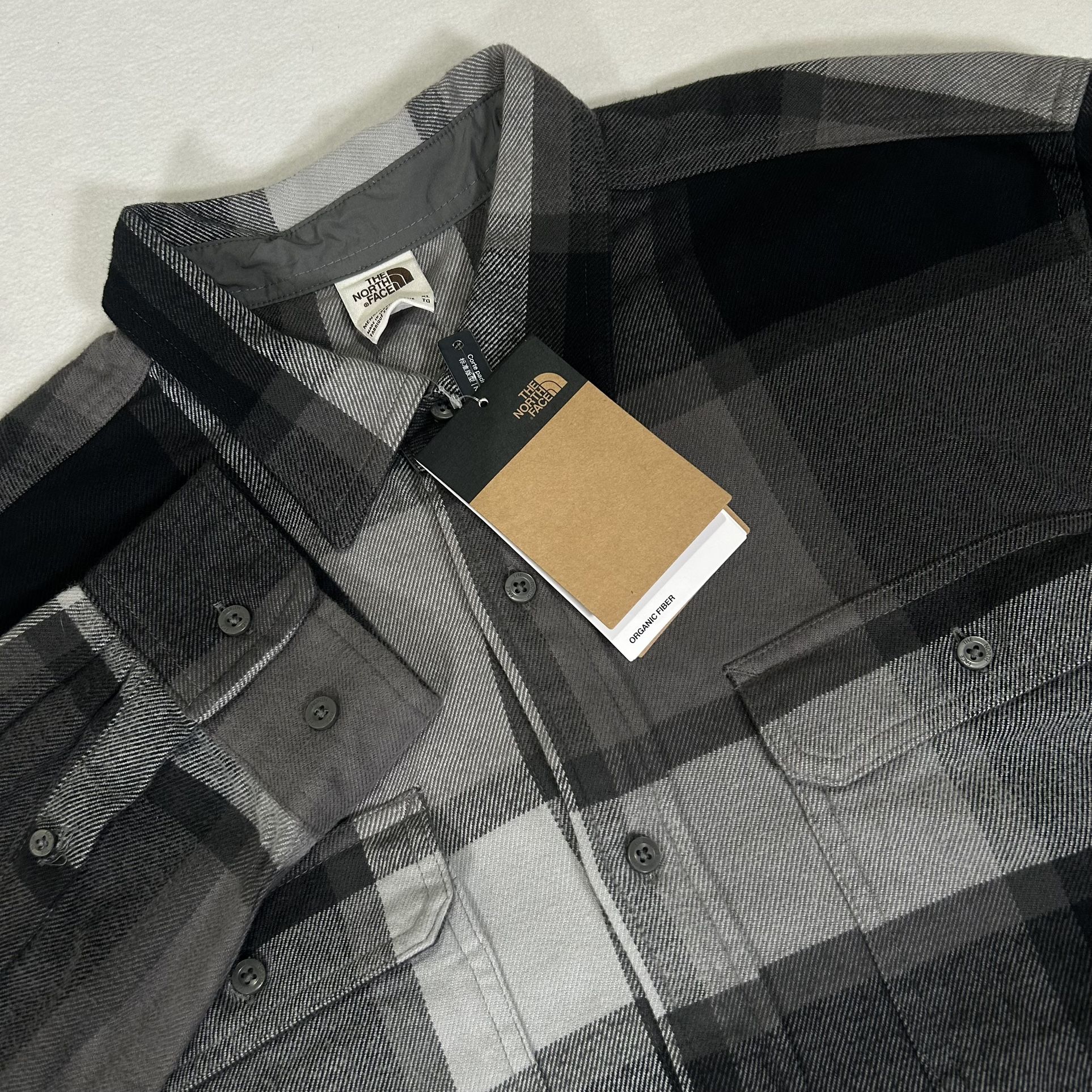 NWT The North Face Mens XL Smoked Pearl Gray Plaid Arroyo L/S Flannel Shirt