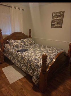 Queen Wooden Bed Frame with Box spring