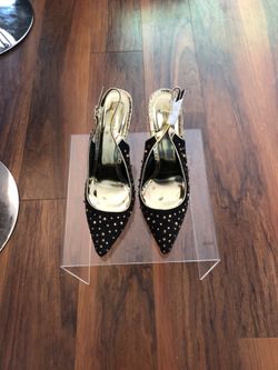 BRAND NEW Women's high heels black with gold spikes size 10