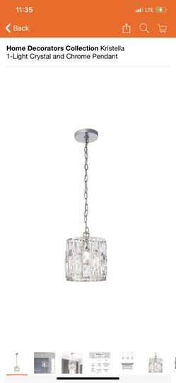 Home Decorators Collection Kristella 1-Light Crystal and Chrome Pendant