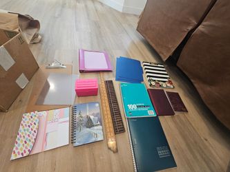 Mixed School Office Supply Lot Notebooks Clipboards Abacus Ruler Index Cards