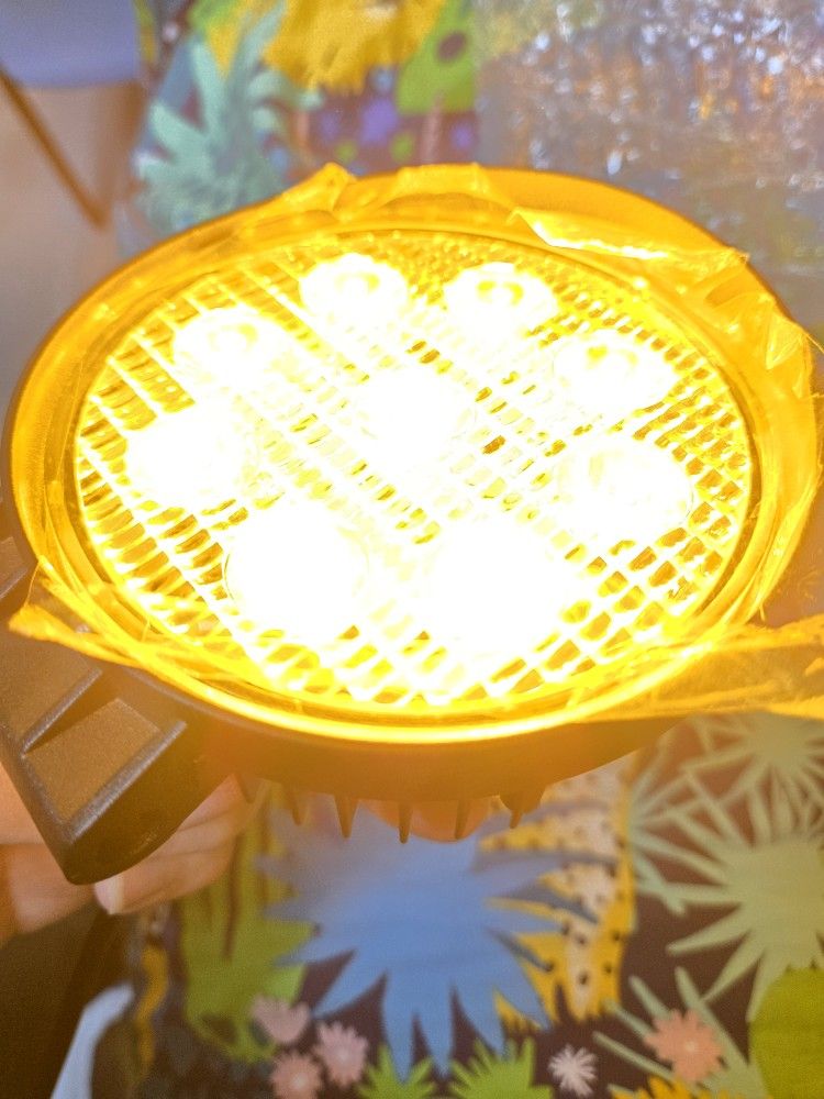 Pair Yellow Round LED Lights