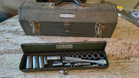 Vintage craftsman tool box with socket set and more!