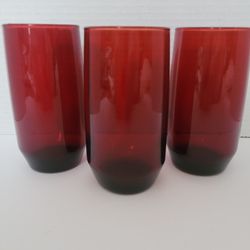 Vintage Ruby Red Anchor Hocking "Newport Plain" Tumblers