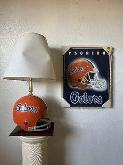 Vintage 1970s Florida Gators Football Helmet Lamp & Poster