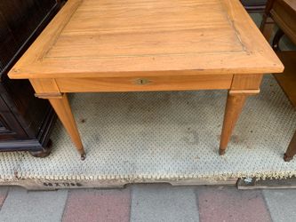 Oak W/ Brass Accent & Wheels Square Side Accent Table $125 OBO!