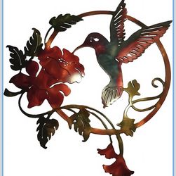 Round Metal Bird Wall Art Decor