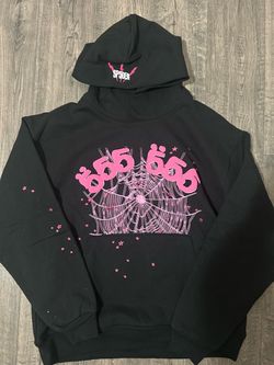 Sp5der Black Pink Graphic Pullover Hoodie SIZE M