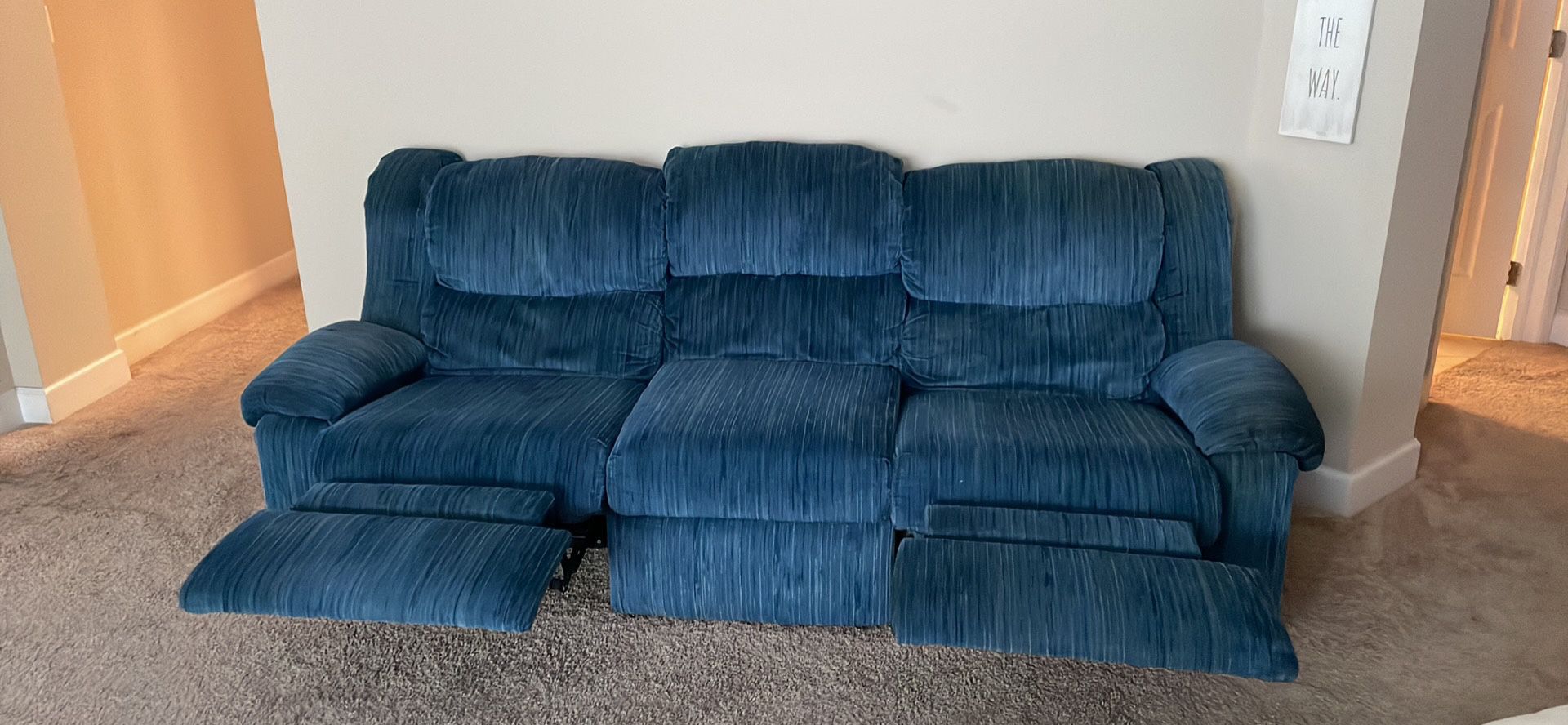 Blue Reclining Couch 