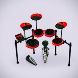 Alesis Nitro Max 8-piece Electronic Drum set With Bluetooth And BFD Sounds (Red) 