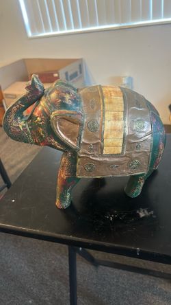 artisan-crafted vintage Indian processional elephant figurine
