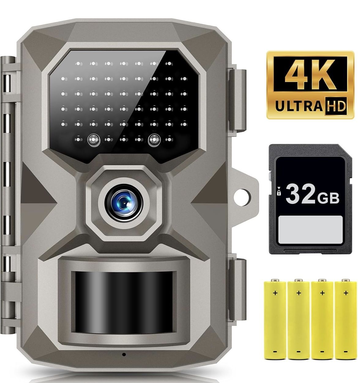🆕 Trail Camera-4K48MP Game Camera with Night Vision0.1s Trigger Motion Activated,IP66Waterproof130°Wide Angle Hunting Deer Cam with48pcs No Glow LEDs