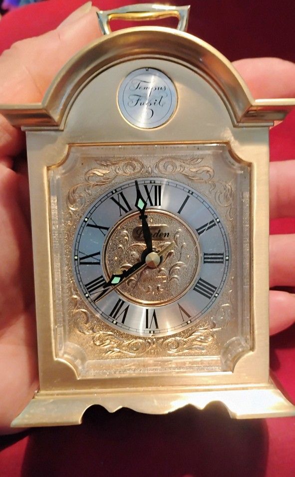 Linton Brass Mantle Alarm Desktop Clock 