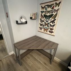 Wood Grey Corner Desk 