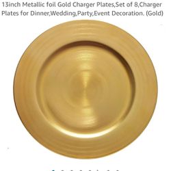  TWO- 13inch Metallic foil Gold Charger Plates, Set of 8,Charger Plates for Dinner, Wedding, Party, Event Decoration. (Gold)