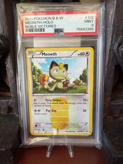 2011 Pokemon B & W Meowth Holo Noble Victories #102 PSA 9