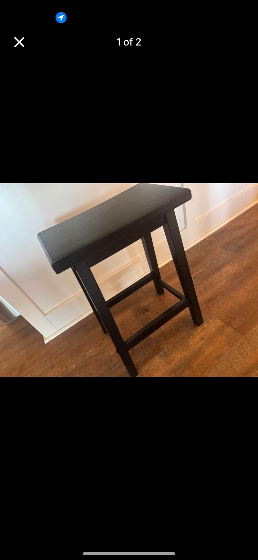 Set Of 2 Black Wooden Barstools