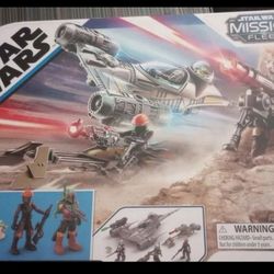 STARWARS MISSION FLEET MANDO'S N-1 STAR FIGHTER & SPEEDER BIKE