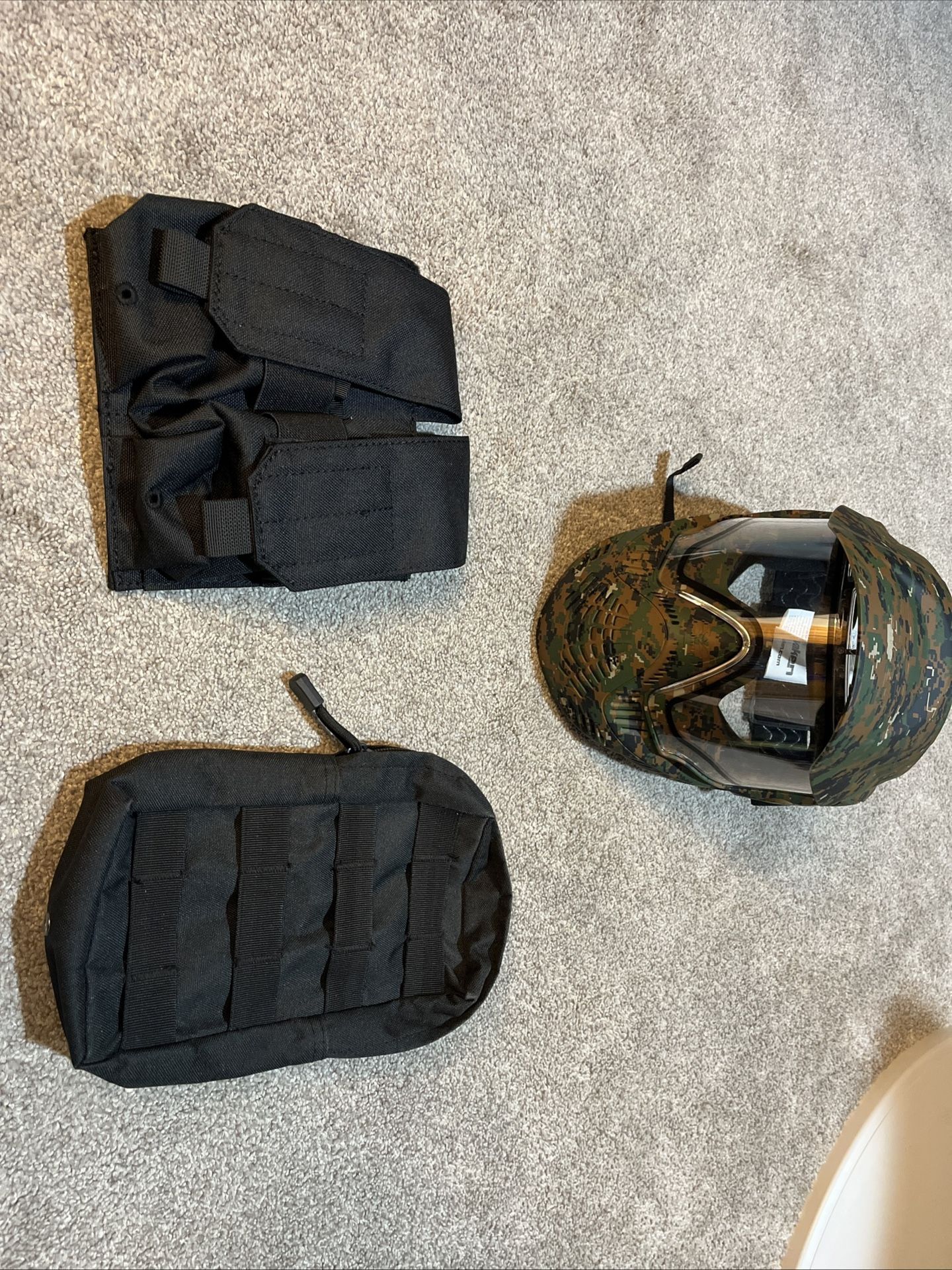 Airsoft Valken Full Face Mask, MOLLE zip up Pouch, Magazine Pouches