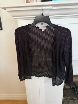 Bebe Black Crochet Open Knit Cropped Cardigan