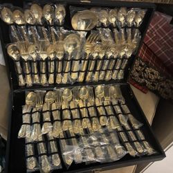 Enchanted Rose Gold Flatware -63 Pieces
