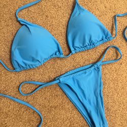 New large blue bikini festival rave Swimsuit Bathing Suit outfit surfer triangle