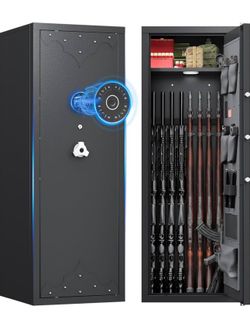 10-15 Gun Safe for Home, Large Capacity Rifle and Pistol Security Cabinet Quick Access Digital Keypad Lock, Backup Keys, Adjustable Shelves, Heavy Dut