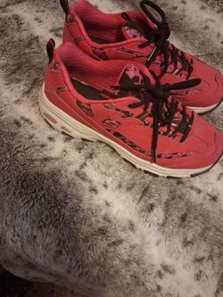 Pink and leopard print skechers 8.5