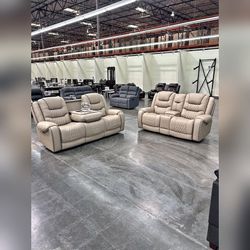 2 Pieces toffee color manual recliner sofa