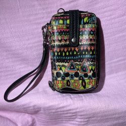 Black Youthful Printed Wristlet