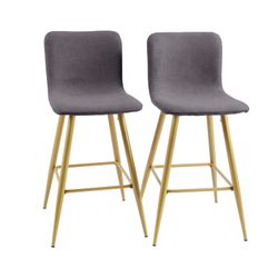 Homy Casa SCARGILL 2PC 26” Counter Bar Stool Dark Grey Gold Leg Modern Seating Open Box