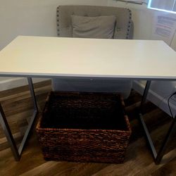 $35 DESK, CHAIR & BASKET - LIKE NEW