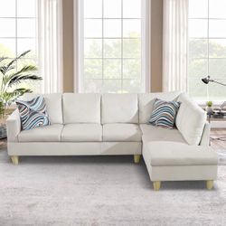New White Sectional Sofa / Couch with Chaise (Can Deliver)