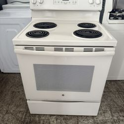 Off White 30” GE Electric Stove Range (Warranty Included)
