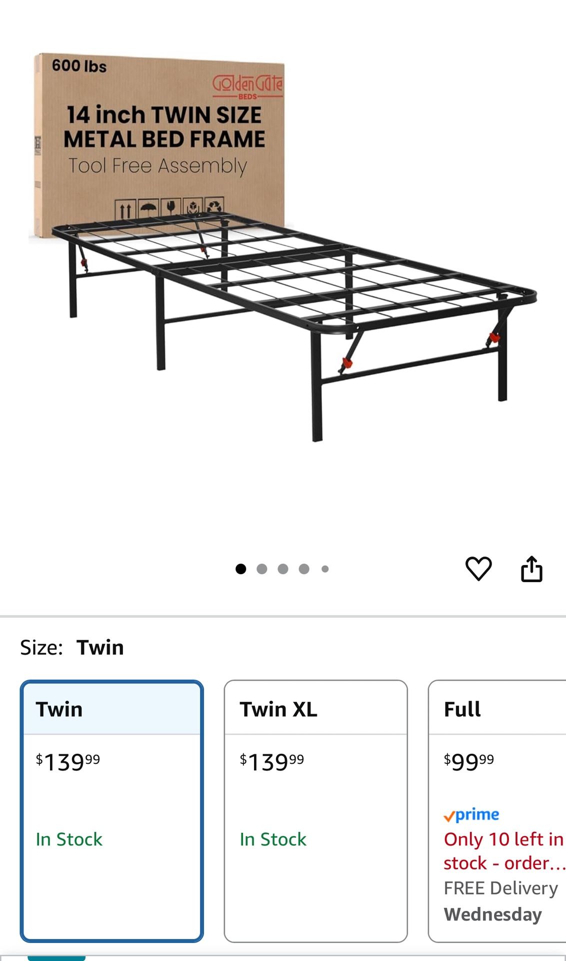 Golden Gate Beds Foldable Metal Bed Frame – Sturdy Iron Platform, No Box Spring Needed, Portable & Collapsible, Heavy Duty, Easy Assembly, Noise-Free,