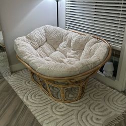 BRAND NEW - Double Papasan Chair with faux fur cushion from World Market